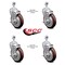 Service Caster 5 Inch Maroon Polyurethane Swivel 1/2 Inch Threaded Stem Caster Set with Brake SCC SCC-TS20S514-PPUB-MRN-TLB-121315-4 - alternate 2
